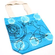 Sac en Coton Tye-Dye (6oz) - 38x42x12cm - Boussole - Bleu - Anse Naturelle