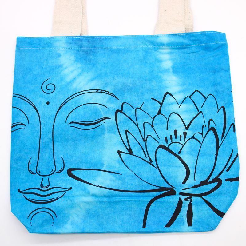 Sac en Coton Tye-Dye (6oz) - 38x42x12cm - Bouddha Lotus - Bleu - Anse Naturel