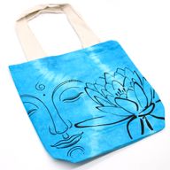 Sac en Coton Tye-Dye (6oz) - 38x42x12cm - Bouddha Lotus - Bleu - Anse Naturel