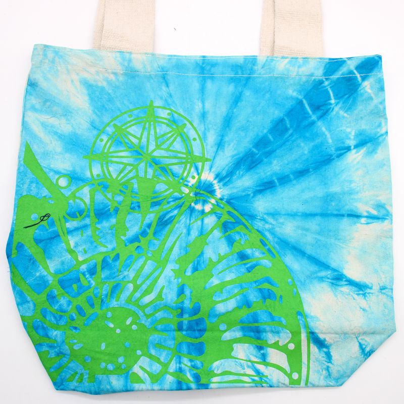 Sac en Coton Tye-Dye (6oz) - 38x42x12cm - Coquillage - Bleu/Vert - Anse Verte