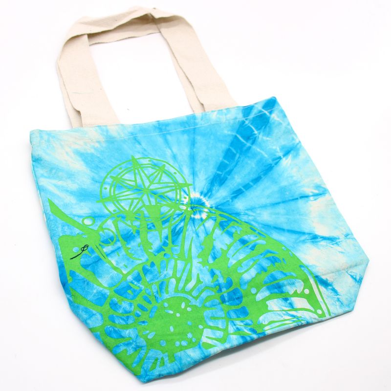 Sac en Coton Tye-Dye (6oz) - 38x42x12cm - Coquillage - Bleu/Vert - Anse Verte