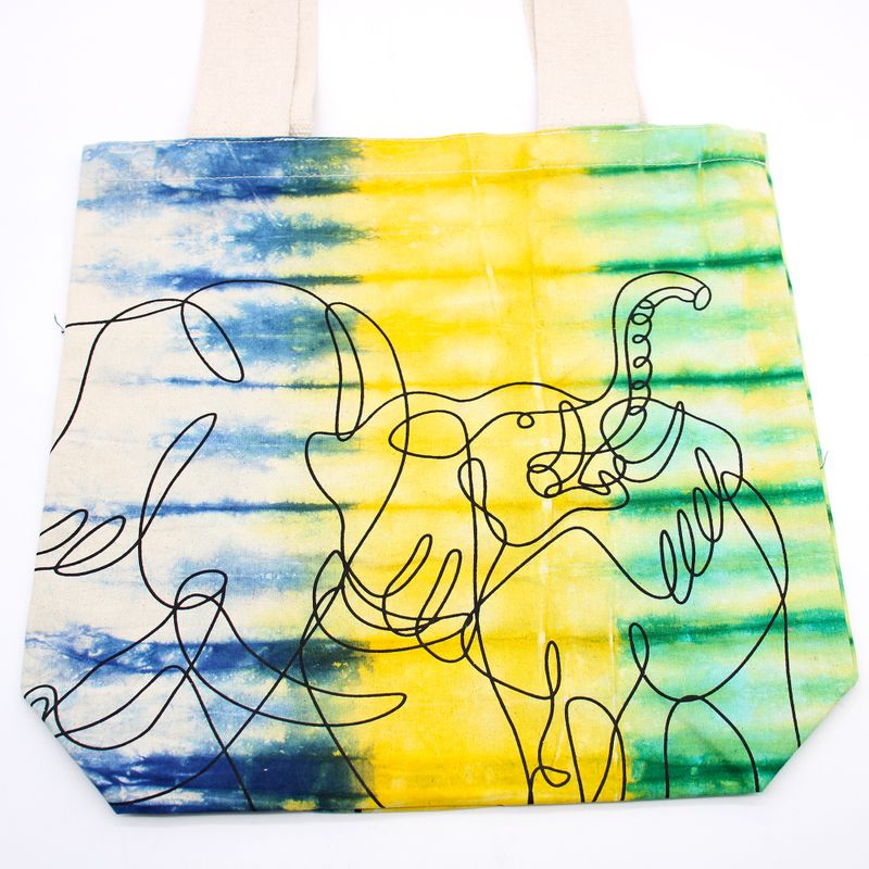 Sac en Coton Tye-Dye (6oz) - 38x42x12cm - Éléphants - Multi - Anse Naturelle