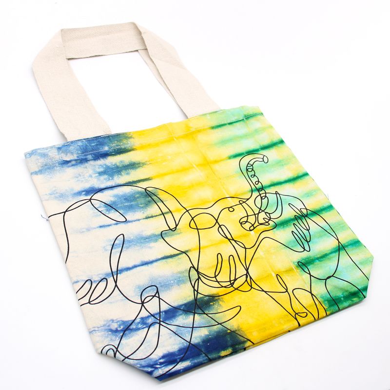 Sac en Coton Tye-Dye (6oz) - 38x42x12cm - Éléphants - Multi - Anse Naturelle