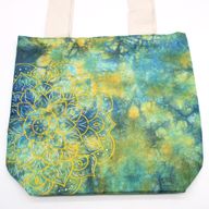 Sac en Coton Tye-Dye (6oz) - 38x42x12cm - Mandala - Vert/Bleu - Anse Naturelle