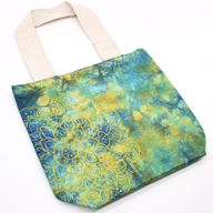 Sac en Coton Tye-Dye (6oz) - 38x42x12cm - Mandala - Vert/Bleu - Anse Naturelle