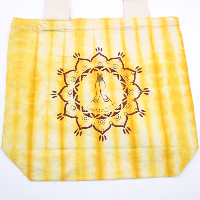 Sac en Coton Tye-Dye (6oz) - 38x42x12cm - Mains Namaste - Jaune - Anse Naturelle