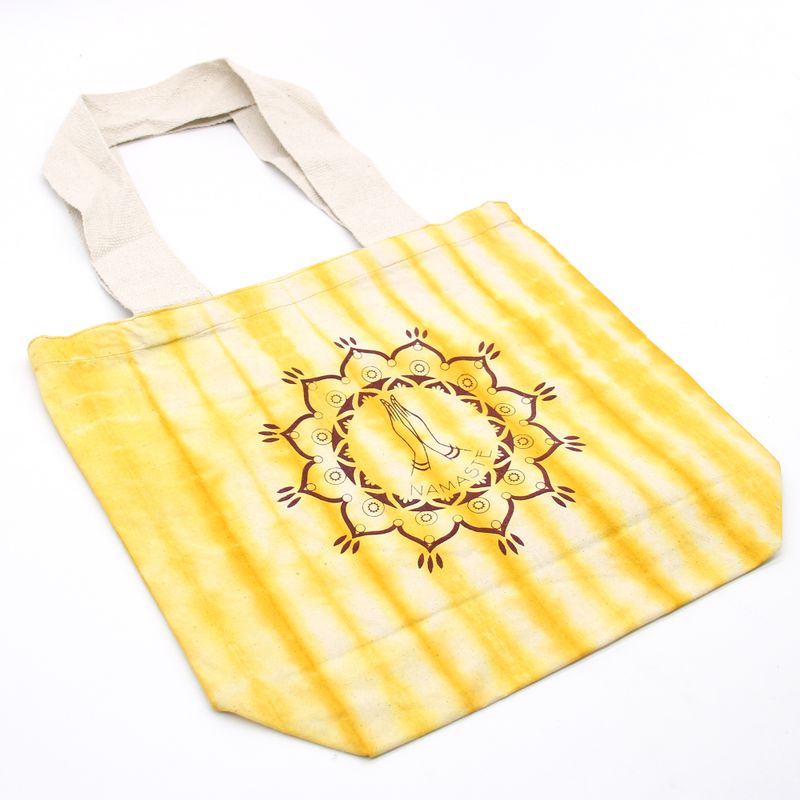 Sac en Coton Tye-Dye (6oz) - 38x42x12cm - Mains Namaste - Jaune - Anse Naturelle