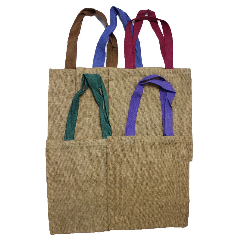 Grand Tote Bag en Jute - 5 anses de différentes couleurs assorties