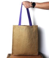 Grand Tote Bag en Jute - 5 anses de différentes couleurs assorties