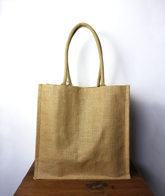Grand Sac de Shopping en Jute avec porte-bouteilles