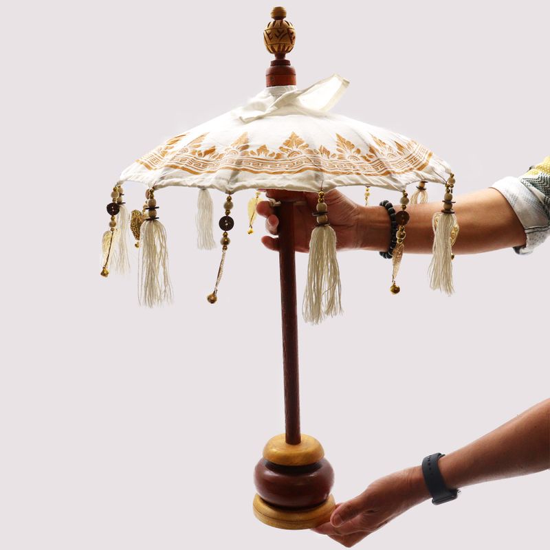 Parasol Bali Decoration Maison - Toile - Décor Doré - 40cm
