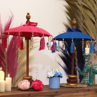 Décoration Maison - Parasol Bali - Coton - Turquoise - 40cm