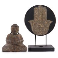 Set Feng Shui Bouddha - Main de Fatma - Gris
