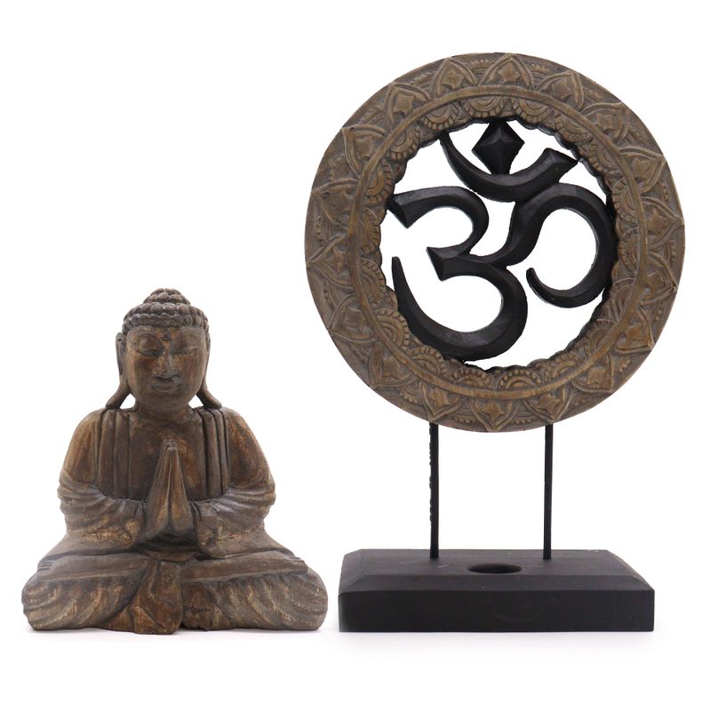 Set Buddha Feng Shui - Om - Gris & Noir