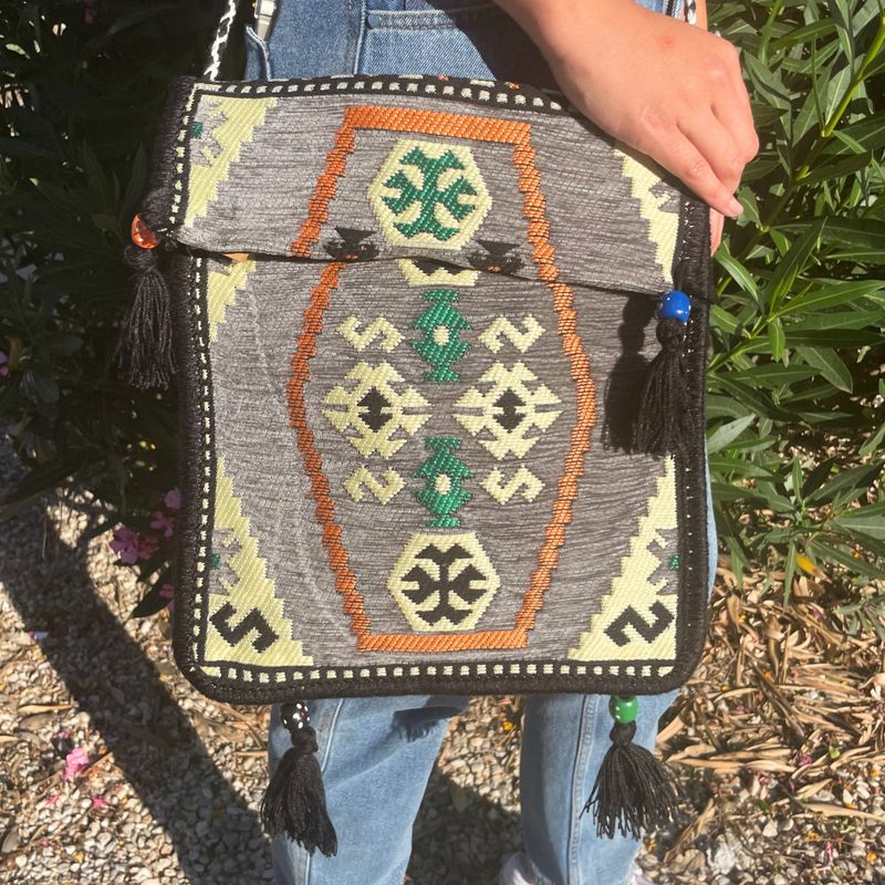 Sac de Festival Kilim - Gris clair