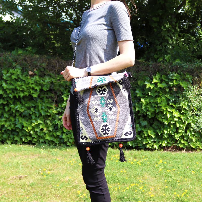 Sac de Festival Kilim - Gris clair
