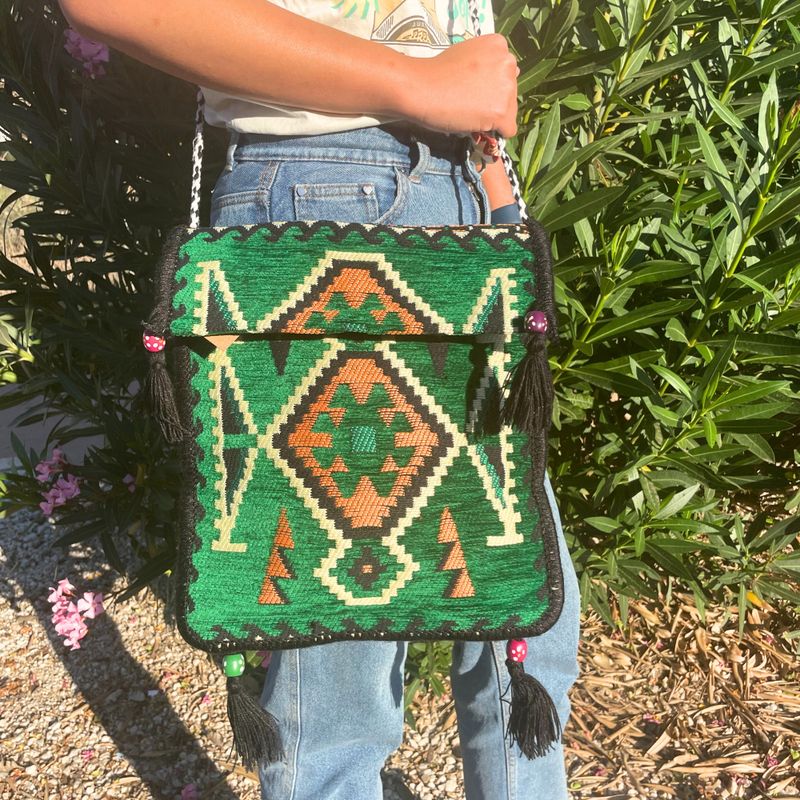 Sac de Festival Kilim - Vert émeraude