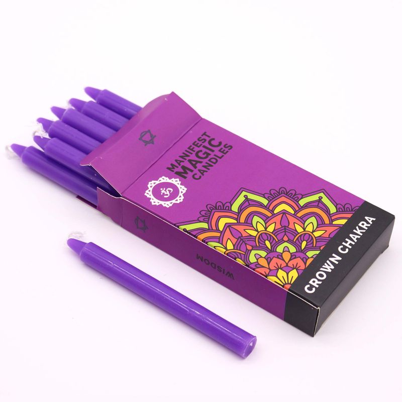 Bougies Magiques Manifestes (pack de 12) - Violet - Chakra de la Couronne