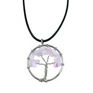 Pendentif Arbre de Vie - Quartz Rose