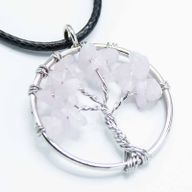 Pendentif Arbre de Vie - Quartz Rose