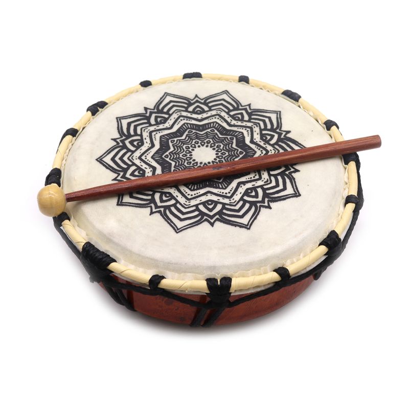 Tambour Chamanique Mandala avec une Baguette - 20cm