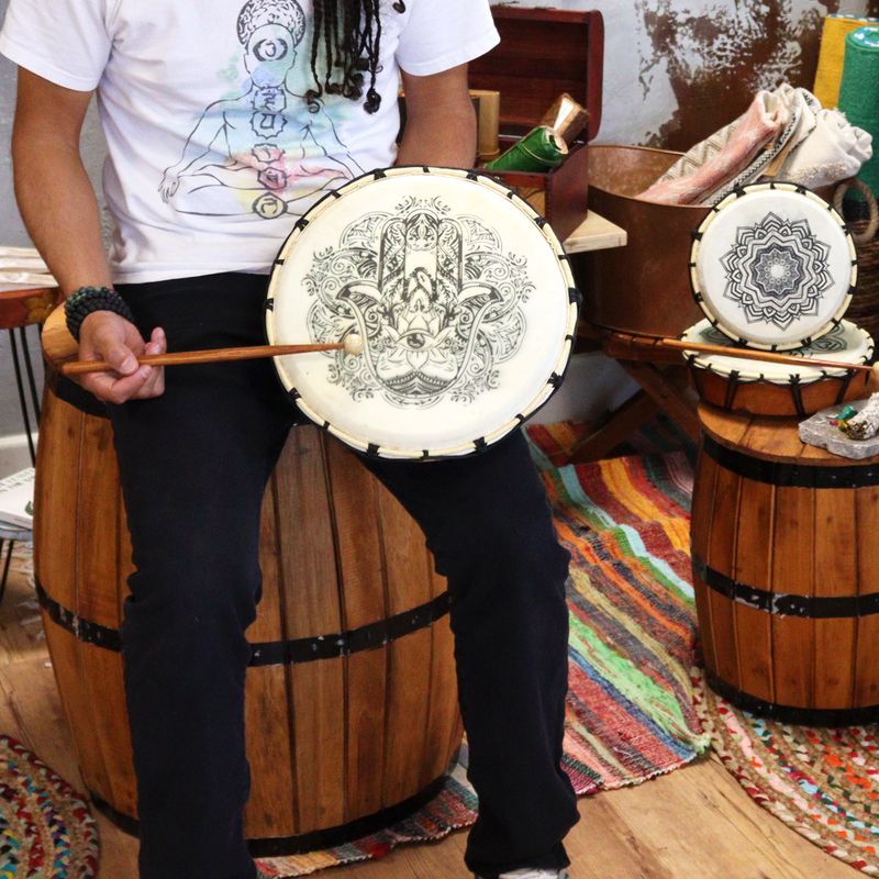 Tambour Chamanique Main de Fatma avec Baguettes - 30cm