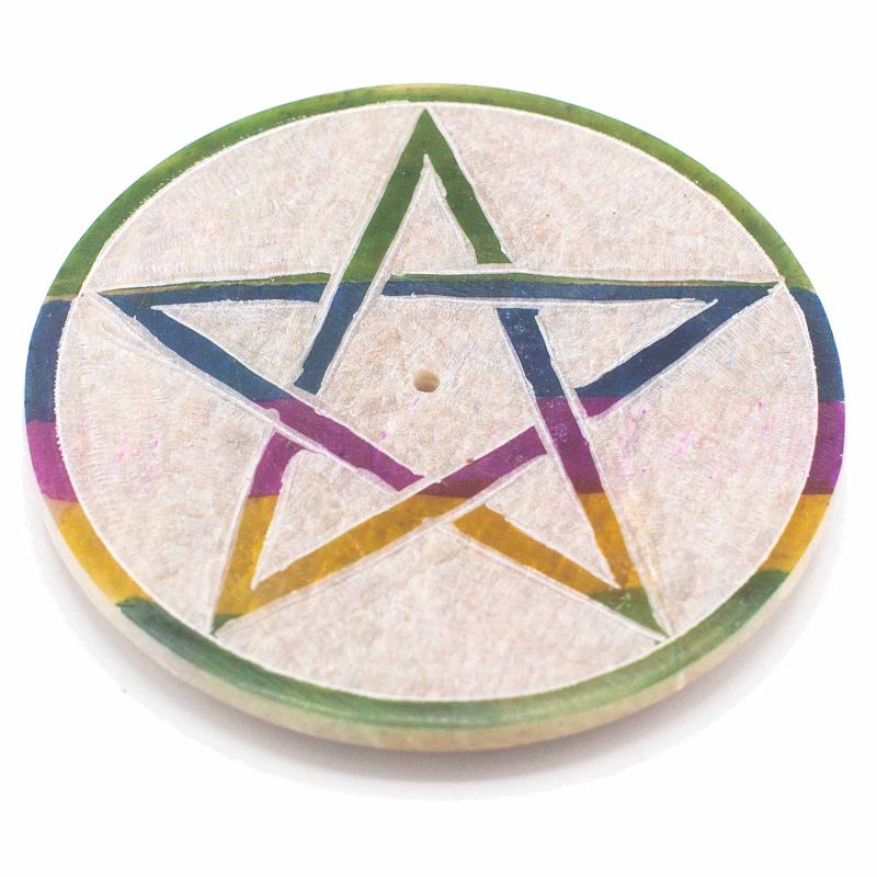 Porte-Encens Disque en Stéatite 8cm - Pentagone
