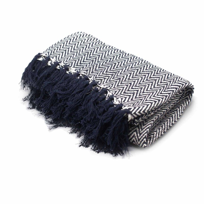 Couverture Confort Boho - 125x150cm - Zigzag Marine