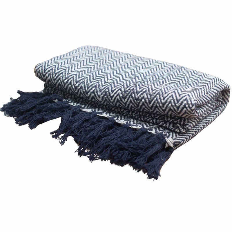 Couverture Confort Boho - 125x150cm - Zigzag Marine