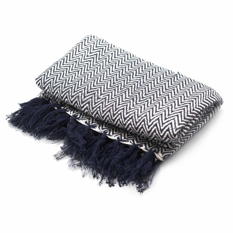 Couverture Confort Boho - 125x150cm - Zigzag Marine