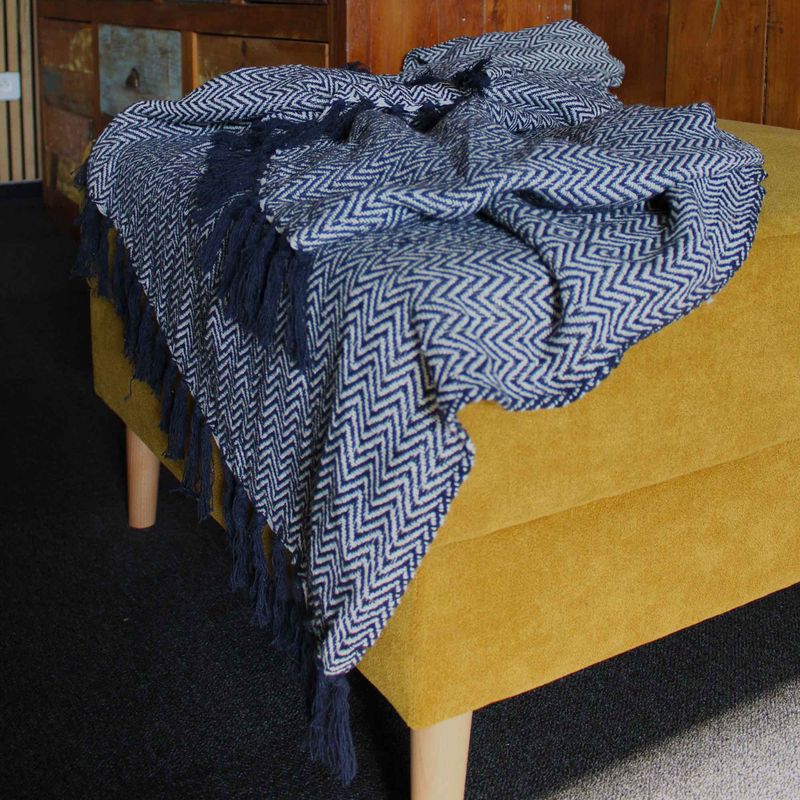 Couverture Confort Boho - 125x150cm - Zigzag Marine