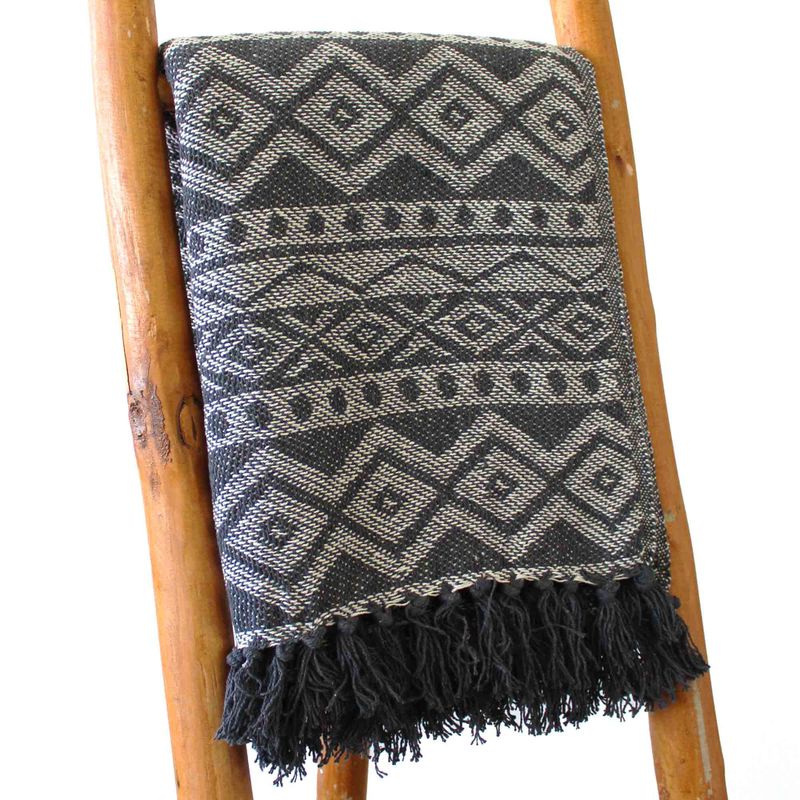 Couverture Confort Boho - 125x150cm - Gris Géométrique