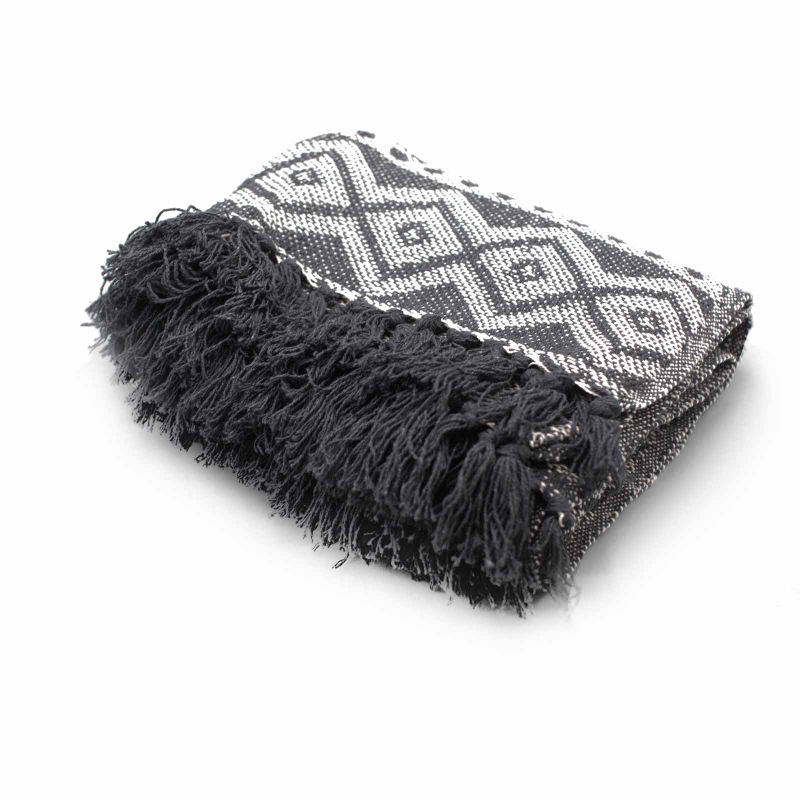 Couverture Confort Boho - 125x150cm - Gris Géométrique