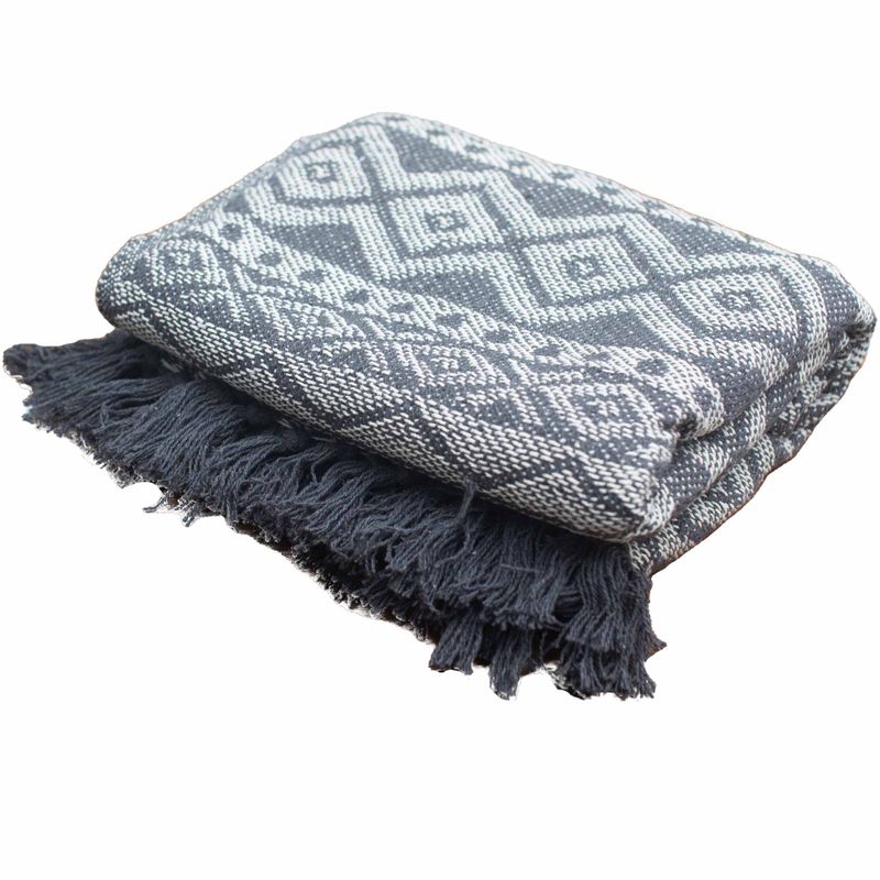 Couverture Confort Boho - 125x150cm - Gris Géométrique