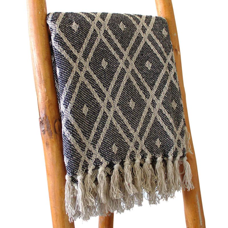 Couverture Confort Boho - 125x150cm - Noir & Beige Regency