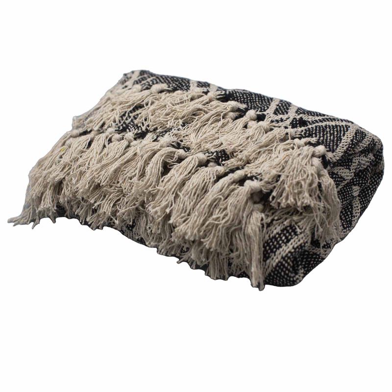 Couverture Confort Boho - 125x150cm - Noir & Beige Regency