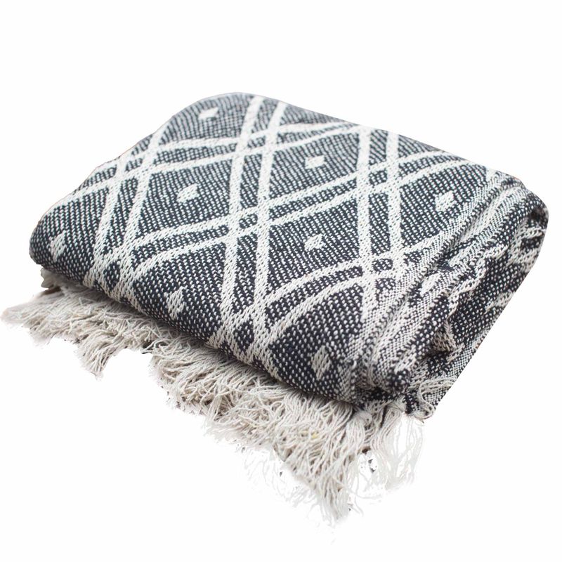 Couverture Confort Boho - 125x150cm - Noir & Beige Regency