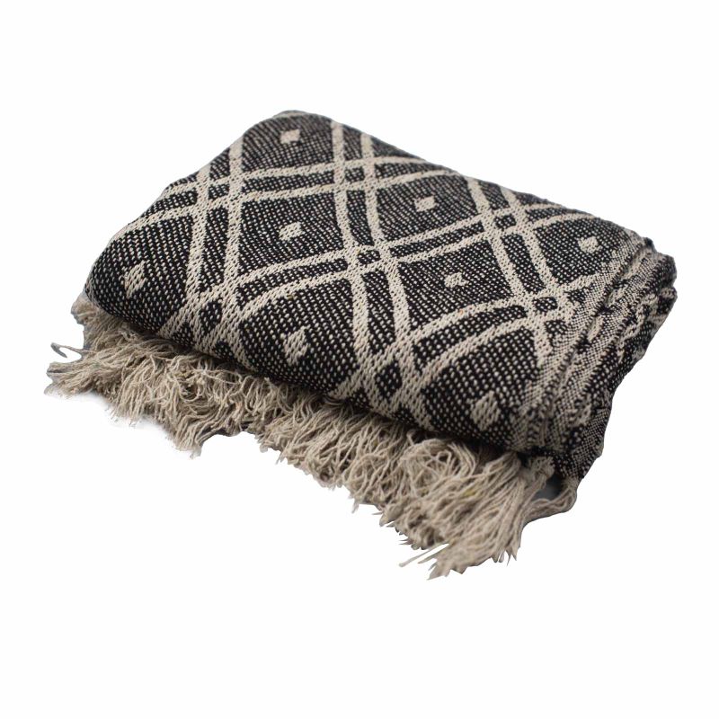 Couverture Confort Boho - 125x150cm - Noir & Beige Regency