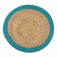 Set de Table Naturel - Jute & Cotton 30cm - Bordure Sarcelle