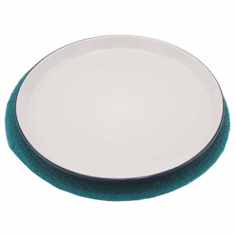 Set de Table Naturel - Jute & Cotton 30cm - Bordure Sarcelle