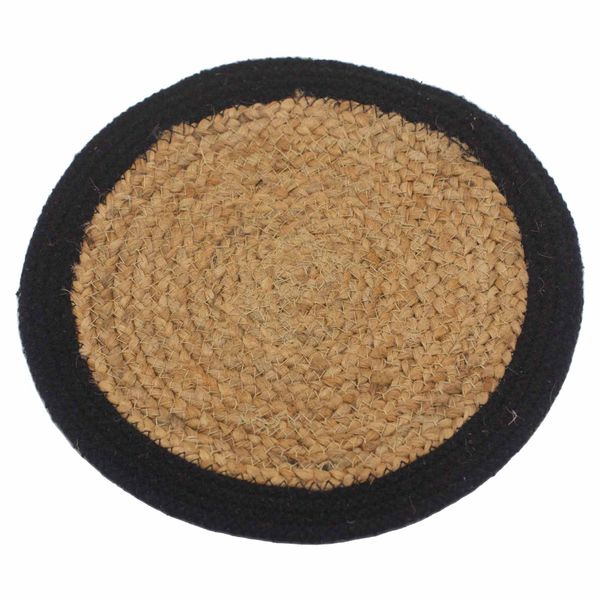 Set de Table Naturel - Jute & Coton 30cm - Bordure Noire