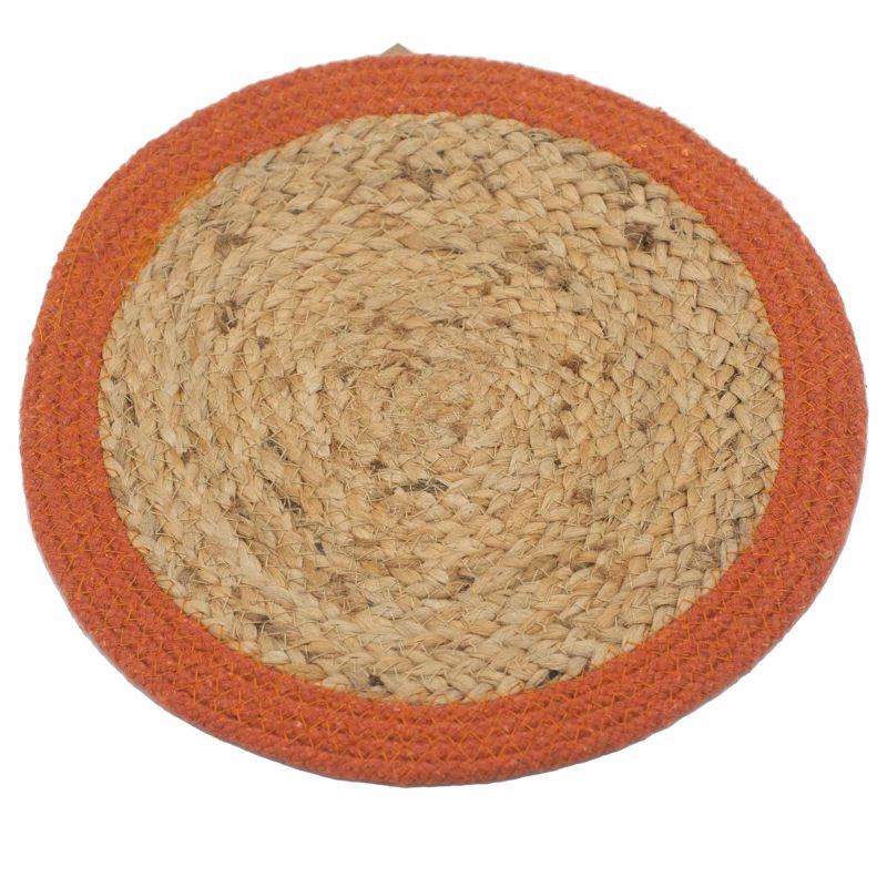 Set de Table Naturel - Jute & Coton 30cm - Bordure Terre cuite