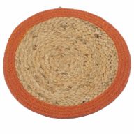 Set de Table Naturel - Jute & Coton 30cm - Bordure Terre cuite