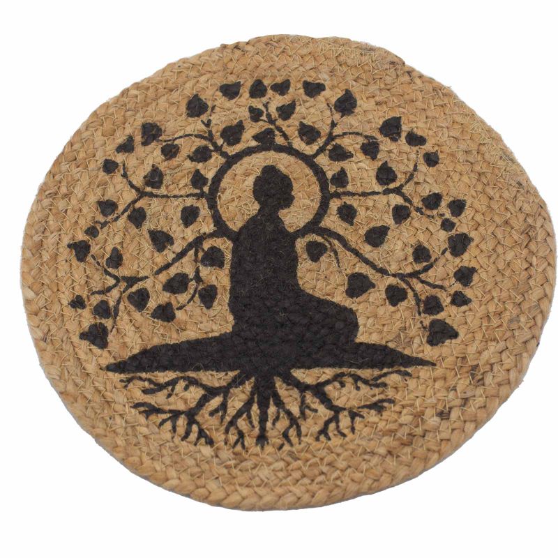 Set de Table Naturel - Jute 30cm - Imprimé Arbre de Bodhi