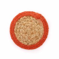Dessous de Verre Naturel - Jute & Coton 10cm (lot de 4) - Couleurs Mixtes dans un Panier