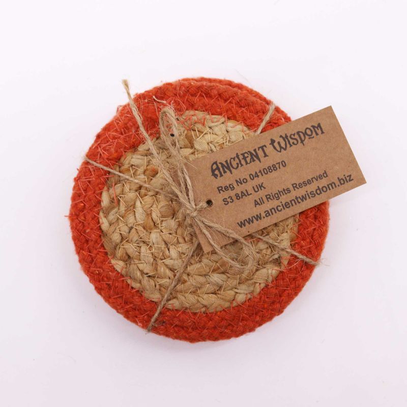 Dessous de Verre Naturel - Jute & Coton 10cm (lot de 4) - Bordure Argile