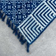 Jeté de canapé/lit Indigo Fait main - 170x120cm - Carreaux Kasba