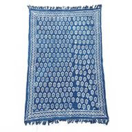 Jeté de canapé/lit Indigo Fait main - 170x120cm - Fleur de Chhota