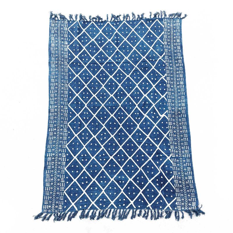 Jeté de canapé/lit Indigo Fait main - 170x120cm - Heerak de Minuit