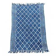 Jeté de canapé/lit Indigo Fait main - 170x120cm - Heerak de Minuit